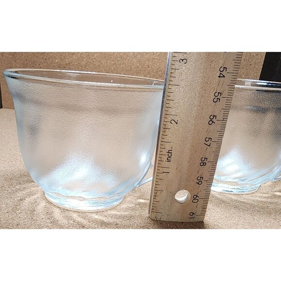Vintage Arcoroc France Clearbrook Frosted Swirl Tea Coffee Cup Mug Set of 2 Glas - Picture 4 of 5